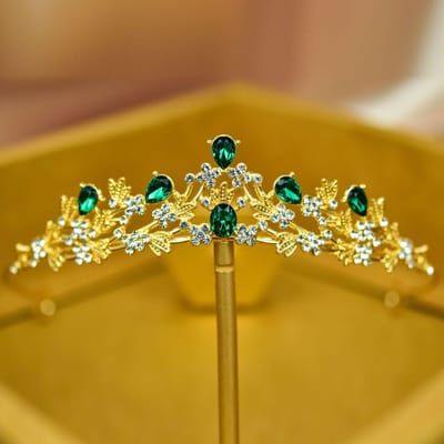 Nouvelle Couronne de Princesse en Cristal Tiara Couronne de Fille Accessoires de Cheveux d'Anniversaire Tiara de Spectacle pour Filles brown