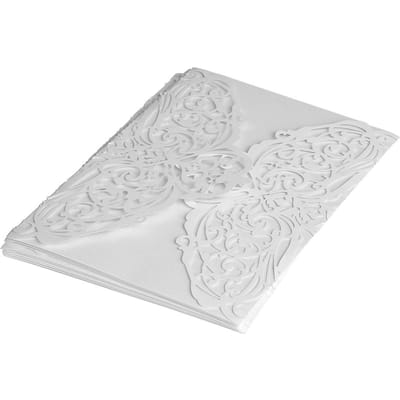 Lot de 10 cartes d'invitation de mariage personnalisées sculptées de style européen (# 3) White gray