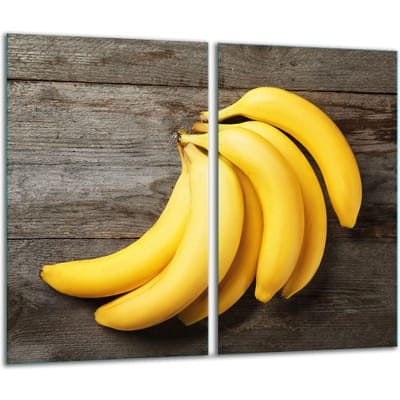 TMK ArtDeko Serie - Glazen Snijplank - 30x52cm - Veelkleurig - Banaan Motief