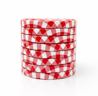 Twist-off deksel Rood/Wit blok desgin 8 stuks