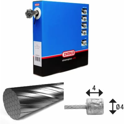 Elvedes binnenkabel 2250 mm 1 × 19 strengen roestvrij staal slick ø1,1 mm met N-nippel ø4,5 × 4,5 mm (doos van 100) - zilver