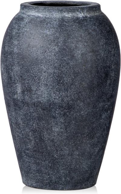 Famanu – Handgemaakte terracotta bloemenvaas 25 cm, vintage keramische vaas met matte afwerking voor interieurdecoratie