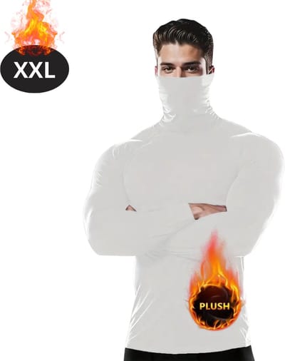 Bovista Thermokleding Heren - Thermoshirt - Gezichtsverwarming - Nekverwarming - Winter - Lange Mouwen - Wit - XXL