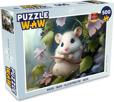 Puzzel Muis - Bos - Bloemen - Illustratie - Bosdieren - Legpuzzel - Puzzel 500 stukjes