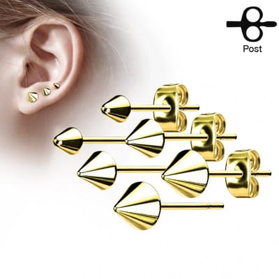 Oorbel spike egaal 0.8x6x3 - goud - LMPiercings