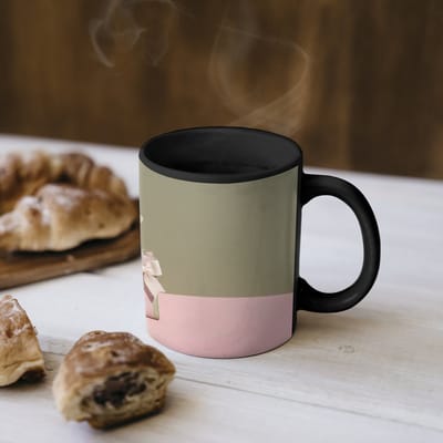 Magische Mok - Foto op Warmte Mokken - Koffiemok - Tas - Pastel - Strikjes - Lammetje - Magic Mok - Beker - 350 ML - Theemok