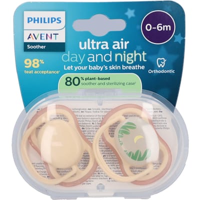 Philips Avent Ultra Air – Ademend en lichtgewicht fopspeen (0-6 mnd) – 2 stuks - SCF087/09
