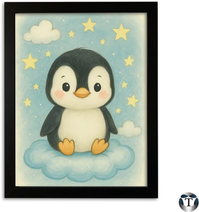 Babykamer Posters | Pinguïn | Pinguïn op wolkje | 21x30 cm | Diverse Posters | Kinderkamer | Babykamer | Jongen en Meisje | Poster Babykamer | Fotopapier| Wanddecoratie | Kinderposters | Cadeau | Baby Dieren | Nordic Style | TheOldOmen |