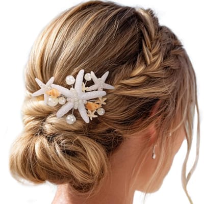 Dailygoods - Zeester Haar Kam Wit Conch Hoofddeksel Zeemeermin Shell Haarstuk Parel Bruids Haaraccessoires voor Vrouwen