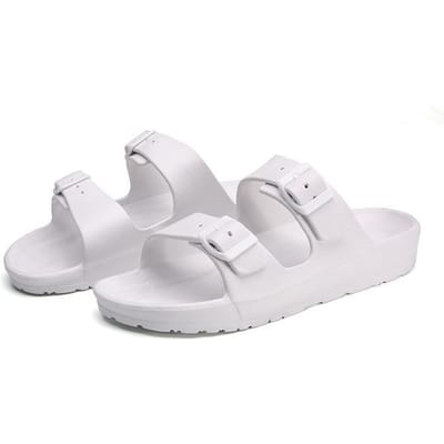 Slippers Heren Zomer Nieuwe Casual Gespsluiting Strand Slippers Heren en Dames Designer Schoenen Binnen Koppels Badkamer Slippers 43 wit
