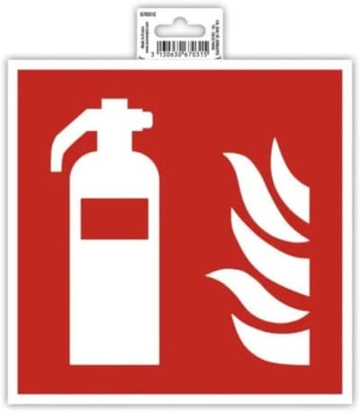 Brandblusser Sticker - Veiligheidsbord - Brandpreventie - Zelfklevend - 20 cm - Rood