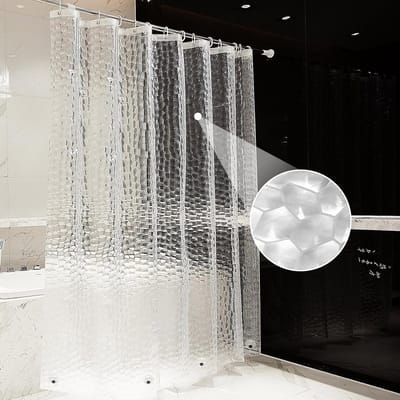 Douchegordijn 180 x 200 cm - 3D Semi-Transparant, Waterdicht en Schimmelbestendig, Inclusief 12 Haakjes, Wasbaar voor Badkamer en Badkuip