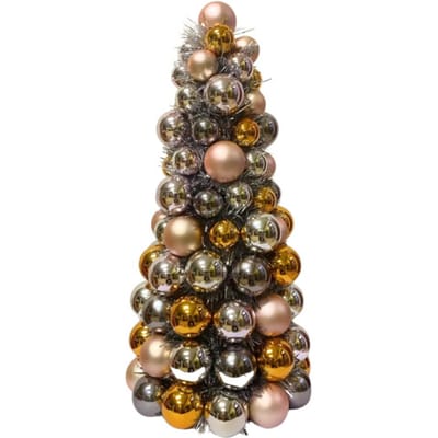 Housevitamin Kerstdecoratie – Kerstballen Kerstboom – Kunststof – Taupe/Oranje – 19x41 cm – Feestelijk & Onbreekbaar – Kleurrijk Kerstboompje