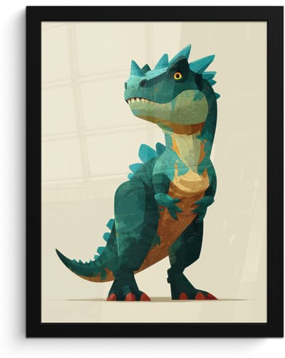 Poster in lijst - Fotolijst 30x40 cm - Posters - Stekels - Dino - Blauw - Gespierd - Posterlijst zwart - Decoratie - Wanddecoratie woonkamer - Muurdecoratie slaapkamer