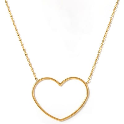 Grand Collier Pendentif Coeur Pour Femmes Acier Inoxydable Plaqué Or 18K Étanche Ne Ternit Pas Colliers Chaîne de Cou Charme pour Femmes or