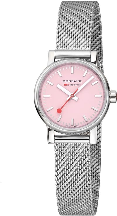 Mondaine MSE.26130.SM Evo2 Dames Horloge - Stationsklok - Saffierglas - Staal - Zilver - 26 mm breed - Quartz - Druksluiting - 3 ATM (spatwater)