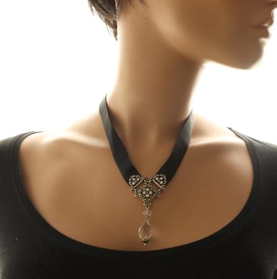 Behave® Dames Ketting - Zwart Lint met Hanger 40 cm - Nikkelvrij, Handgemaakt
