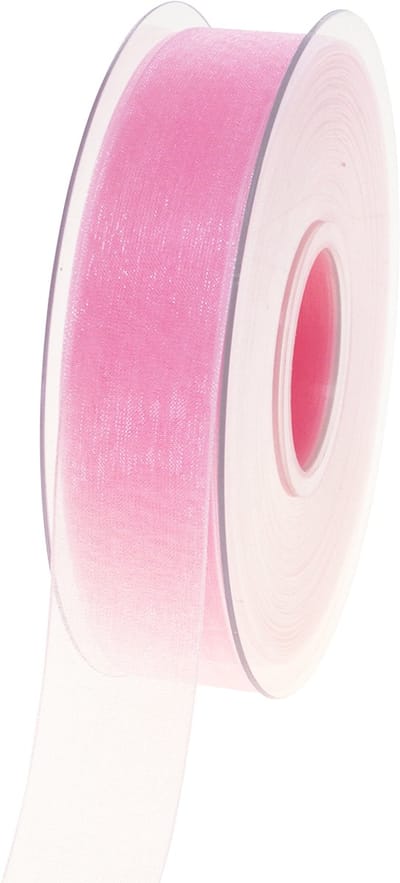 Organza lint cadeaulint roze lint zelfkant 25mm 50m