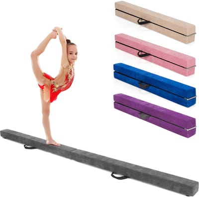 COSTWAY 210 cm evenwichtsbalk, opvouwbare gymnastiekbalk, evenwichtsbalk tot 70 kg belastbaar, draagbare balk met draaggrepen, gymnastiek balansbalk voor thuis gymnastiek