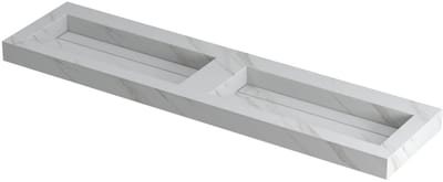 INK Pitch Wastafel Keramische Slab Bak Dubbel met Drain en Front en Side Skirts Zonder Kraangaten - 1800x450x90 mm - Calacatta Mat