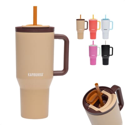 Kambukka Rio - Tumbler 950ml - Almond Dream waterfles met Telescopisch rietje - Lek proof - BPA vrij
