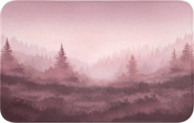 Badmat 80x50 cm - Antislip - Landschap - Mistig - Roze - Badmatten voor badkamer - Badkamermat - Douchemat - Badkamer mat