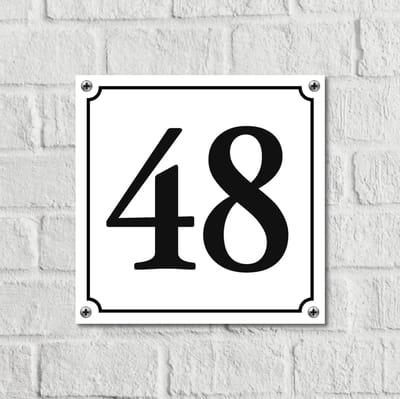 Huisnummerbord Wit Dibond Deluxe - Nummer 48 - incl. bevestiging | - naambord - nummerbord - voordeur