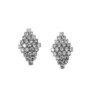 Clip-on Oorbellen Dames - Gold Plating Zilverkleur - Ruitvormig Oorclips met Zirkonia - Geen Gaatjes