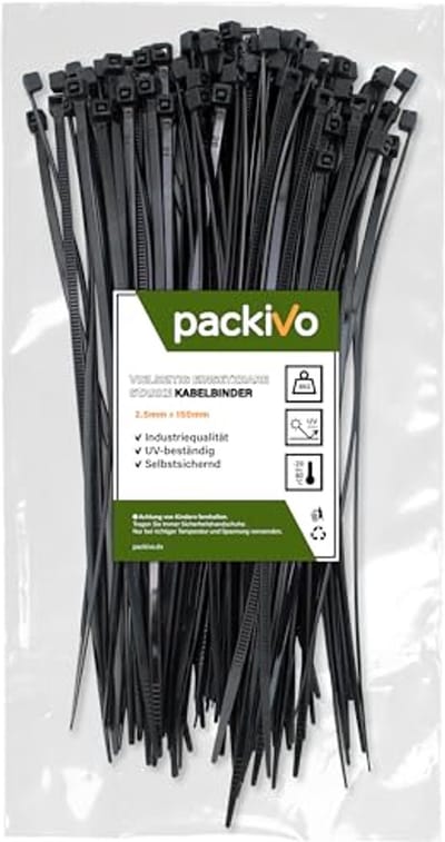 Professionele zwarte kabelbinders 2,5 x 150 mm - 100 stuks - UV-bestendig en duurzaam kabelmanagement