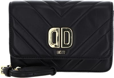 DKNY Leren Schoudertas Dlephine Lthr Crossbody Bag Blk / Gold Zwart
