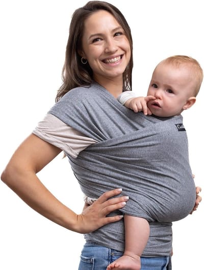 Babydraagdoek - Draagdoek baby - Baby dragen - Handsfree gemak - One size - Geel grijs