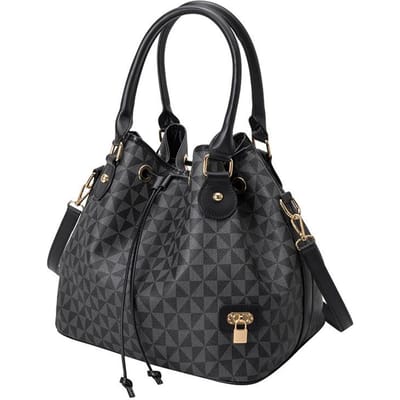 Bedrukte Emmerzak met Grote Capaciteit Dames Europa en Amerika Retro Mode Handtas Schoudertas Crossbodytas black