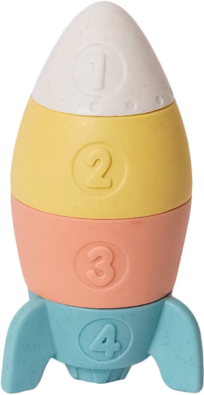 Speelgoedtopdeals - BIOplastic Stapeltoren Raket - Duurzaam Speelgoed - zonder gaatjes