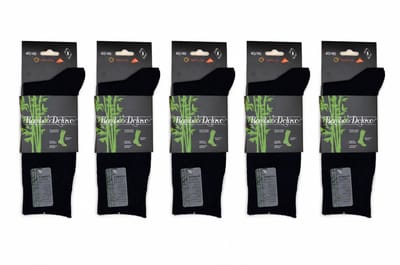 Heren deluxe - bamboe sokken mét Invista lycra - stevige & zachte heren bamboe sok - 5 paar - marine / donkerblauw - 40/46