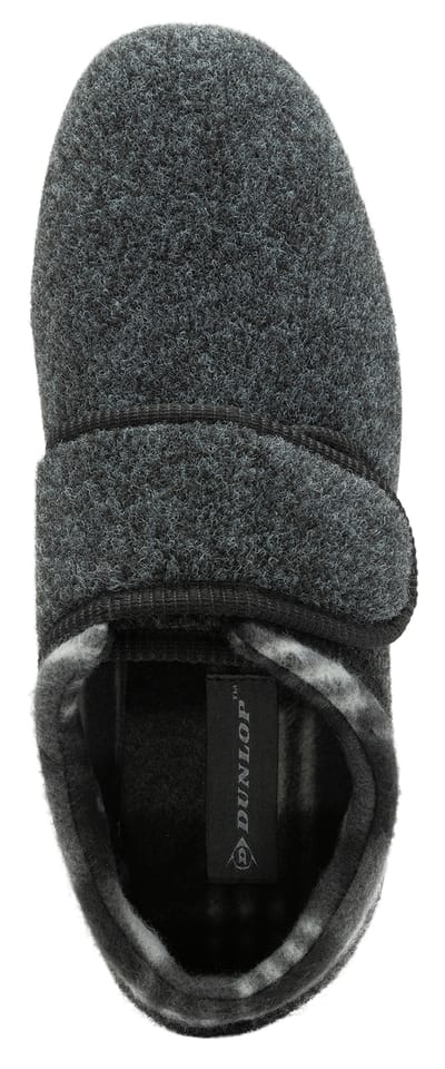Klitteband Slippers voor Mannen | Dunlop | Geheugenfoam | Orthopedisch | Gemakkelijk Sluiten | Huis Slaapkamer Binnen - Charcoal
