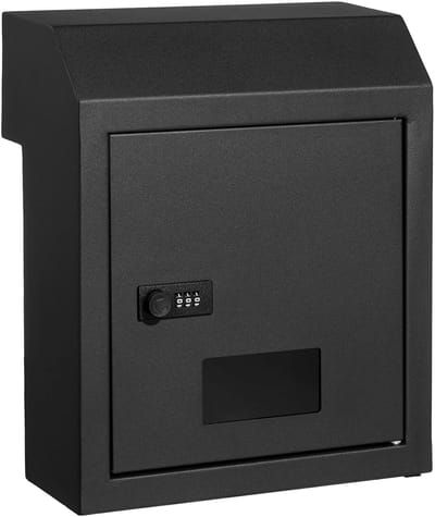 Door de deur sleutelkluis - Brievenbus Doorvoer - Donkergrijs - Heavy Duty Stalen Plaat - Combinatieslot 12" - Waterdicht & Duurzaam - Grote Opbergcapaciteit - Veilig & Anti-Diefstal - Eenvoudig Installeren