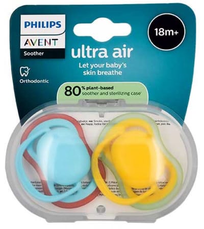 Avent Ultra Air 2 Orthodontische Fopspenen 18 maanden en ouder (Kleur : Blauw)
