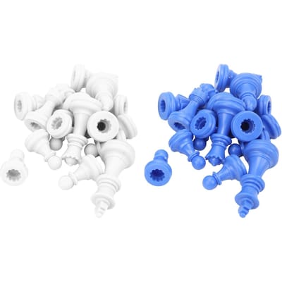 32 Stuks Middeleeuwse Plastic Schaakstukken Set Koningshoogte 49mm Zonder Schaakbord voor Competitie blue