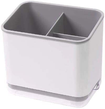 EXCITAT Bestekorganizer - Onder de gootsteenorganizer - 3 compartimenten - Met afvoer - Voor keukens - Grijs