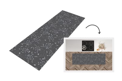Keukenloper - Loper keuken - Bloemen - Wit - Patronen - 150x50 cm - Keukenloper vinyl