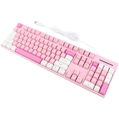 104 Toetsen Bedraad Toetsenbord 3 Kleuren Schattig Gaming Toetsenbord USB-interface Zakelijk Toetsenbord voor Win XP 7 roze