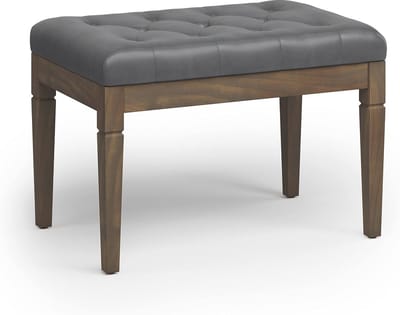 28 inch brede rechthoekige ottomaanse bank in steen grijs met tuft detail voor woonkamer en slaapkamer