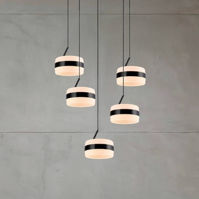 Trio Lighting LED hanglamp Dios, zwart, Ø 45 cm, CCT, 5-lamps.