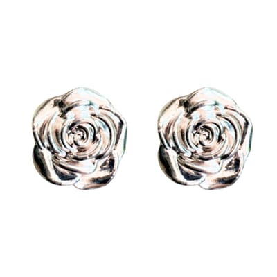 Allergie vrije oorbellen- Zilverkleurige Roos- Kunststof - Charme Bijoux