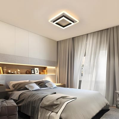 Haobosic - 30W Plafonnier LED - Moderne - 3000K Warm Licht - Carré Zwart