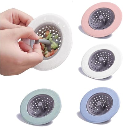 Dailygoods- Gootsteenzeef 4 Stuks - Siliconen Afvoerfilter - Antiblokkerende Zeef - Duurzaam Materiaal - Geschikt voor Keuken/Badkamer - Effectieve Bescherming tegen Verstopping
