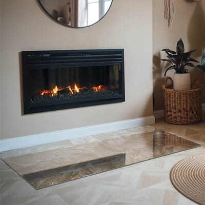 Coloray Vloerplaat Houtkachel - Plaat voor Onder Houtkachel - 140 cm x 70 cm - Open Haard Accessoires - Beige Vloerplaat Kachel - Plaat Kachel - Plaat onder Houtkachel - Kachel Onderplaat - Onderplaat