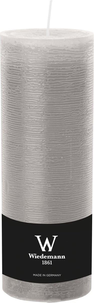 Wiedemann Cilinderkaars/stompkaars - hoog model - rustieke kaars - lichtgrijs - 7 x 22 cm - 98 branduren