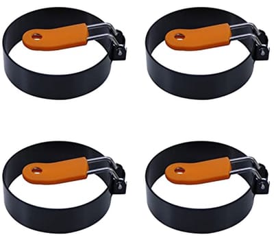 Ronde Gebakken Eiervormen met Siliconen Handvat - 4 Stuks - 3,5 Inch