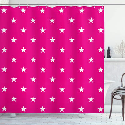 ABAKUHAUS Douchegordijn – sc_38994_175x240 – Roze-wit, 12 haken